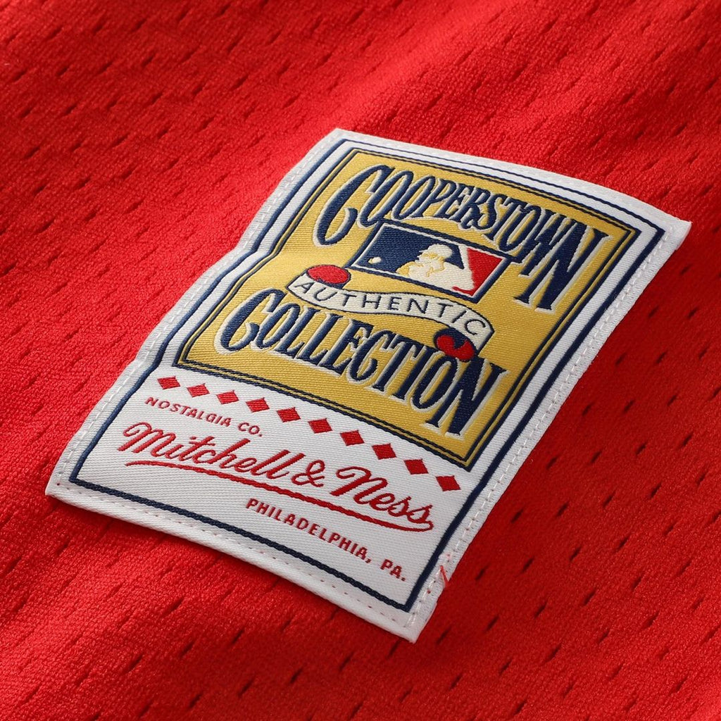 Jimmy Rollins Philadelphia Phillies Mitchell & Ness Cooperstown Mesh Batting Practice Button-Up Jersey - Red