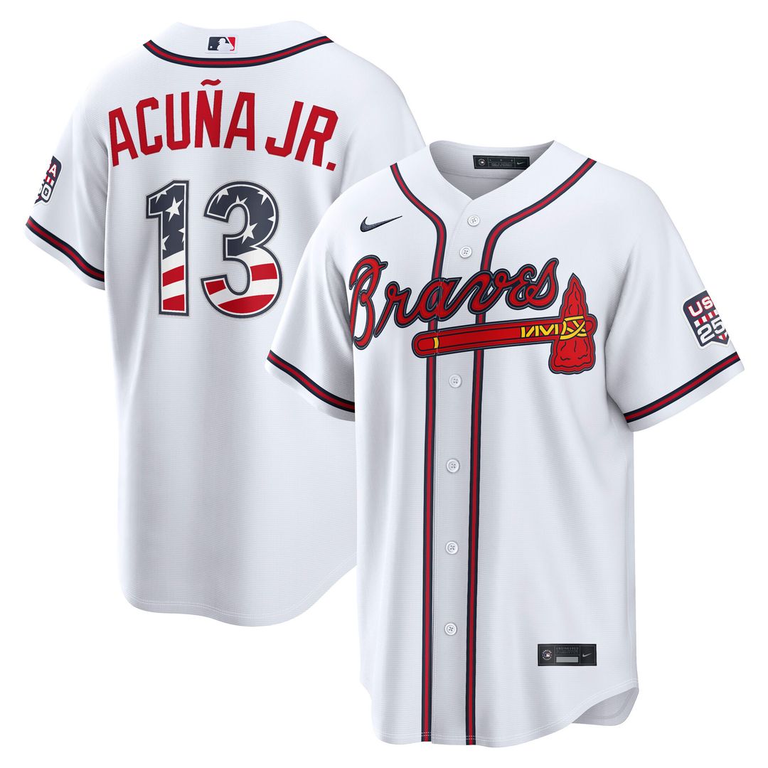 Ronald Acuña Jr. Atlanta Braves Nike USA 250 Fourth of July Home Stadium Jersey - White
