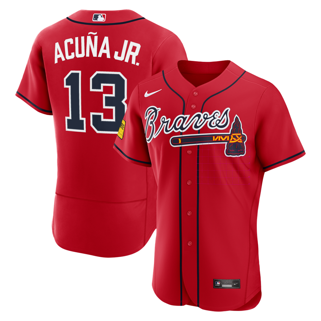 Ronald Acuña Jr. Atlanta Braves Nike Alternate Authentic Sponsor Patch Jersey - Red
