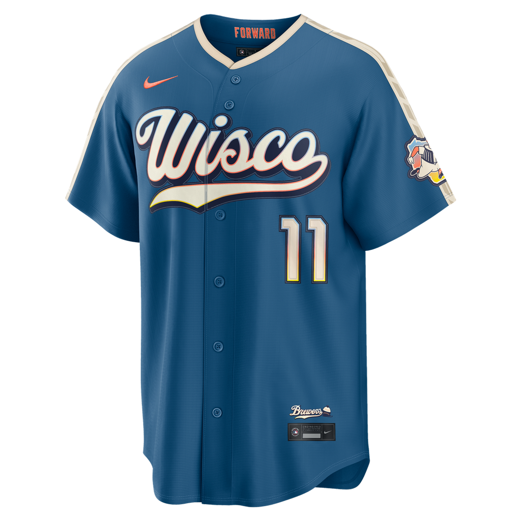 Jackson Chourio Milwaukee Brewers Nike 2026 City Connect Stadium Jersey - Mineral Blue