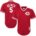 Johnny Bench Cincinnati Reds Mitchell & Ness Youth Cooperstown Collection Mesh Batting Practice Jersey - Red