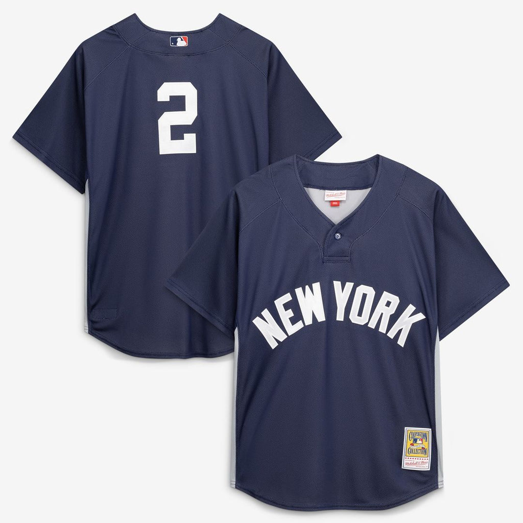 Derek Jeter New York Yankees Mitchell & Ness Authentic Batting Practice Jersey - Navy