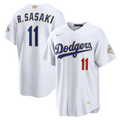 Roki Sasaki Los Angeles Dodgers Nike 2026 Gold Collection Stadium Jersey - White