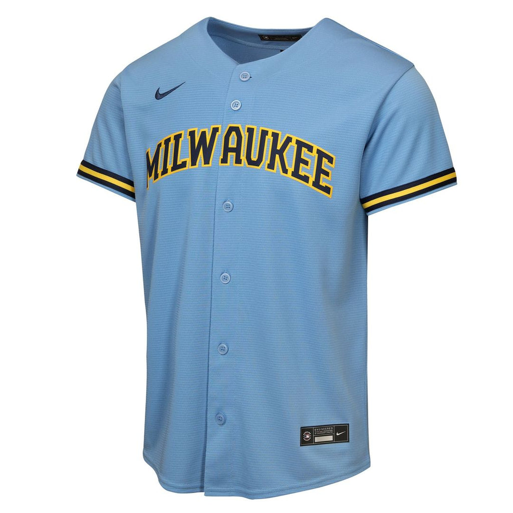 Jackson Chourio Milwaukee Brewers Nike Youth Road Replica Jersey - Light Blue