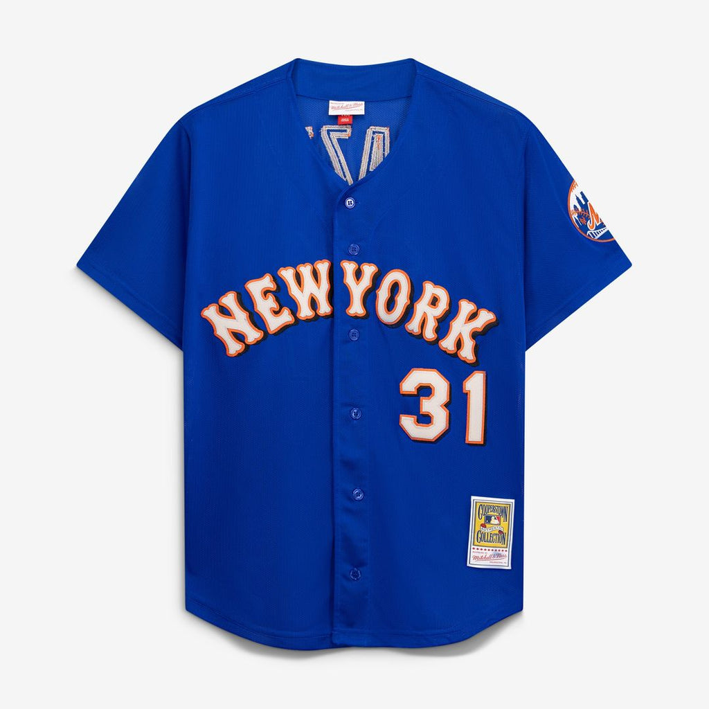Mike Piazza New York Mets Mitchell & Ness Cooperstown Collection Mesh Batting Practice Button-Up Jersey - Orange