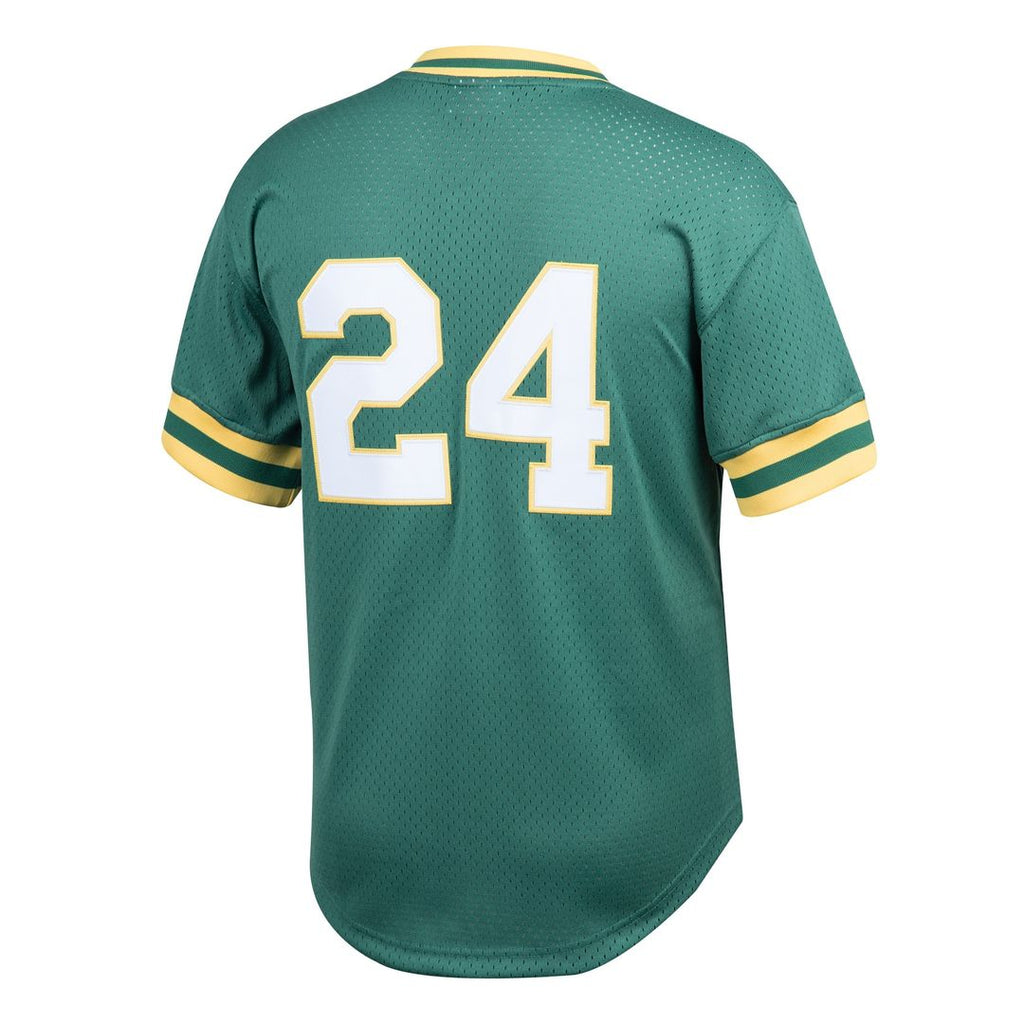 Rickey Henderson Athletics Mitchell & Ness Cooperstown Collection Big & Tall Mesh Batting Practice Jersey - Green
