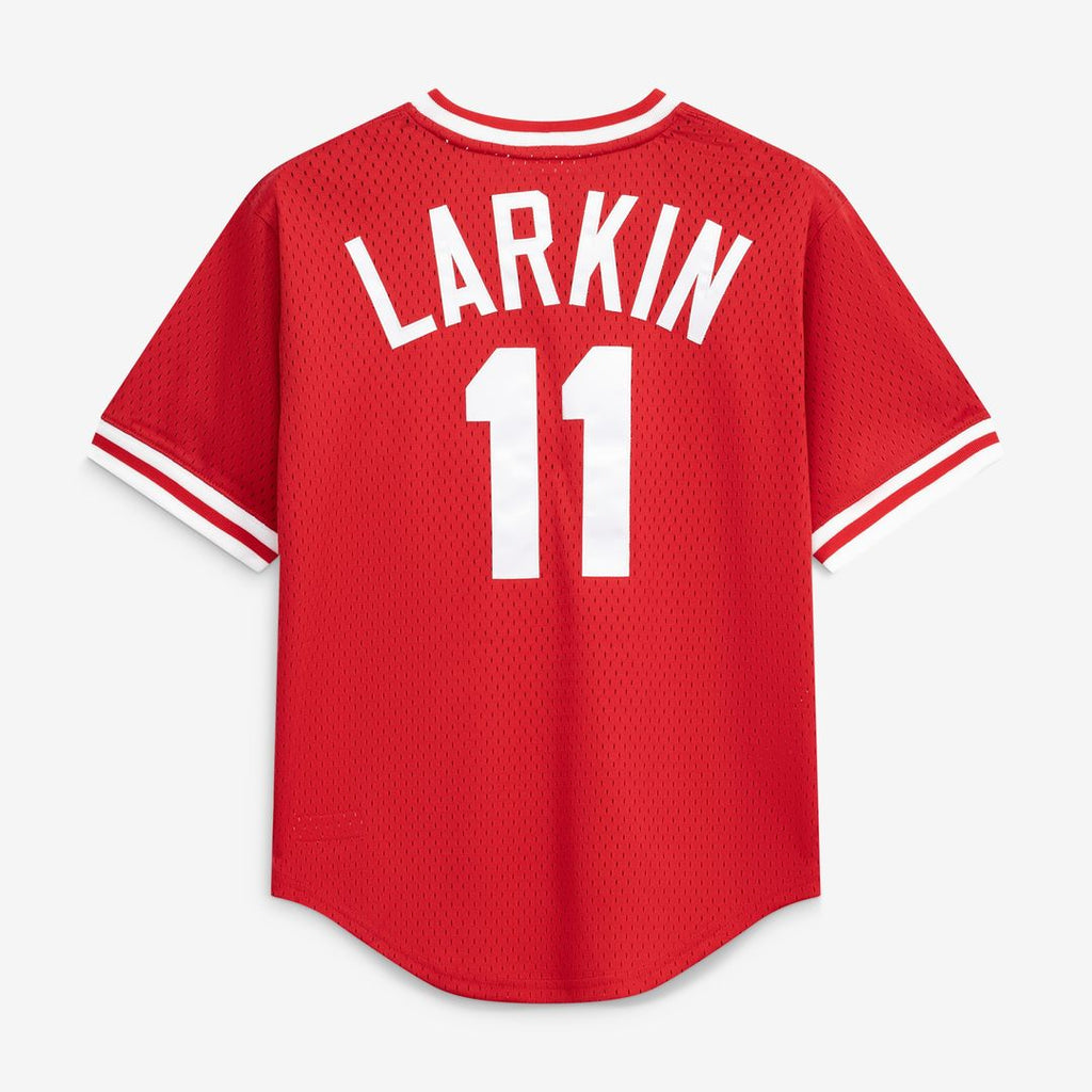 Barry Larkin Cincinnati Reds Mitchell & Ness Youth Cooperstown Collection Mesh Batting Practice Jersey - Red