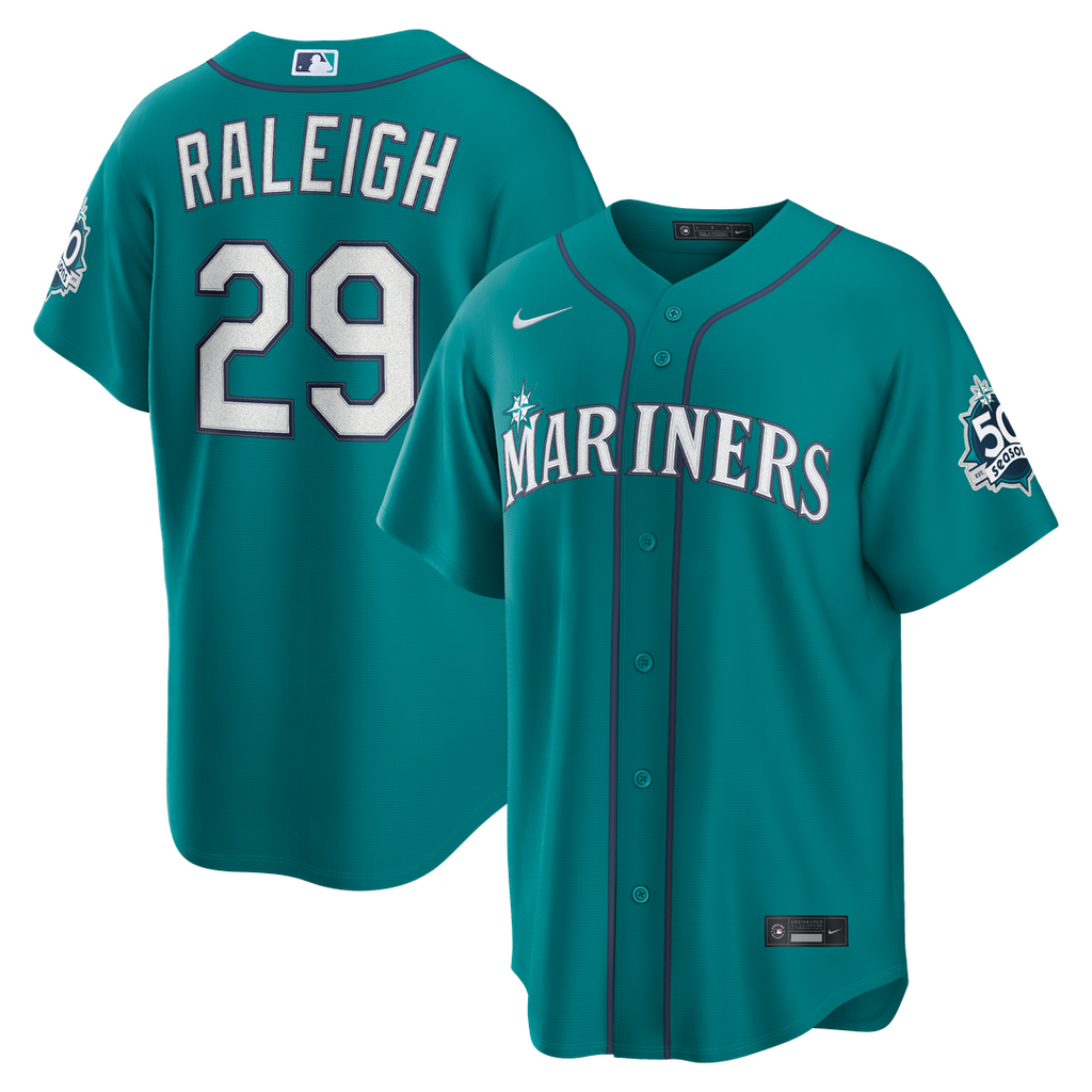 Cal Raleigh Seattle Mariners Nike  Alternate 50th Season Patch Stadium Jersey - Teal