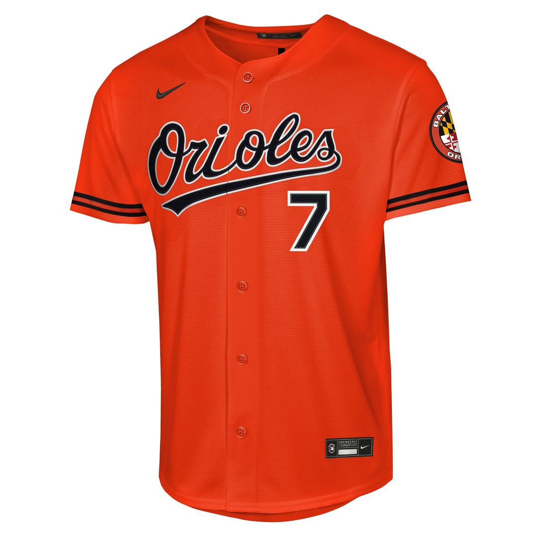 Jackson Holliday Baltimore Orioles Nike Youth Alternate 2 Stadium Player Jersey - Orange