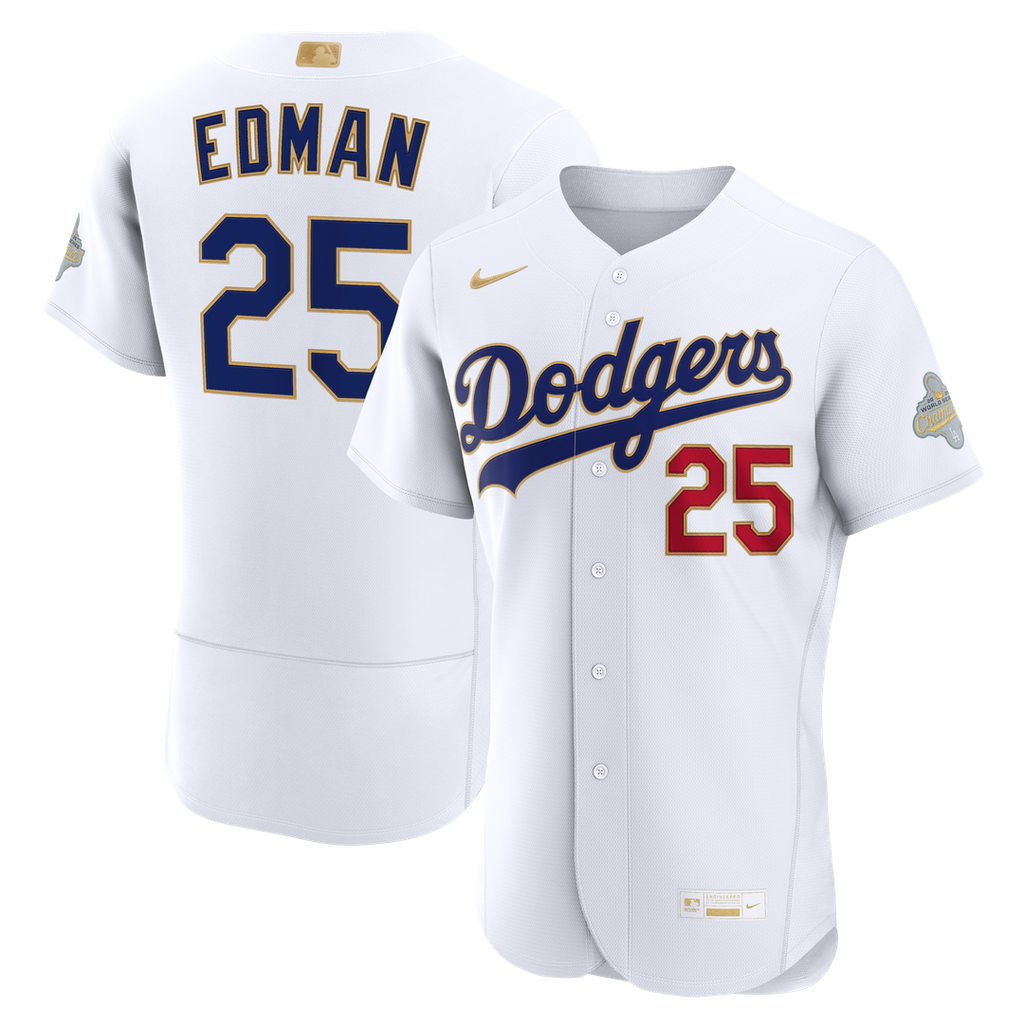 Tommy Edman Los Angeles Dodgers Nike 2026 Gold Collection Authentic Jersey - White