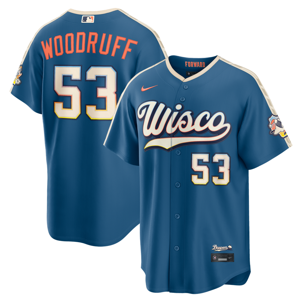 Brandon Woodruff Milwaukee Brewers Nike 2026 City Connect Stadium Jersey - Mineral Blue