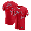 Mike Trout Los Angeles Angels Nike Alternate Authentic Sponsor Patch Jersey - Red